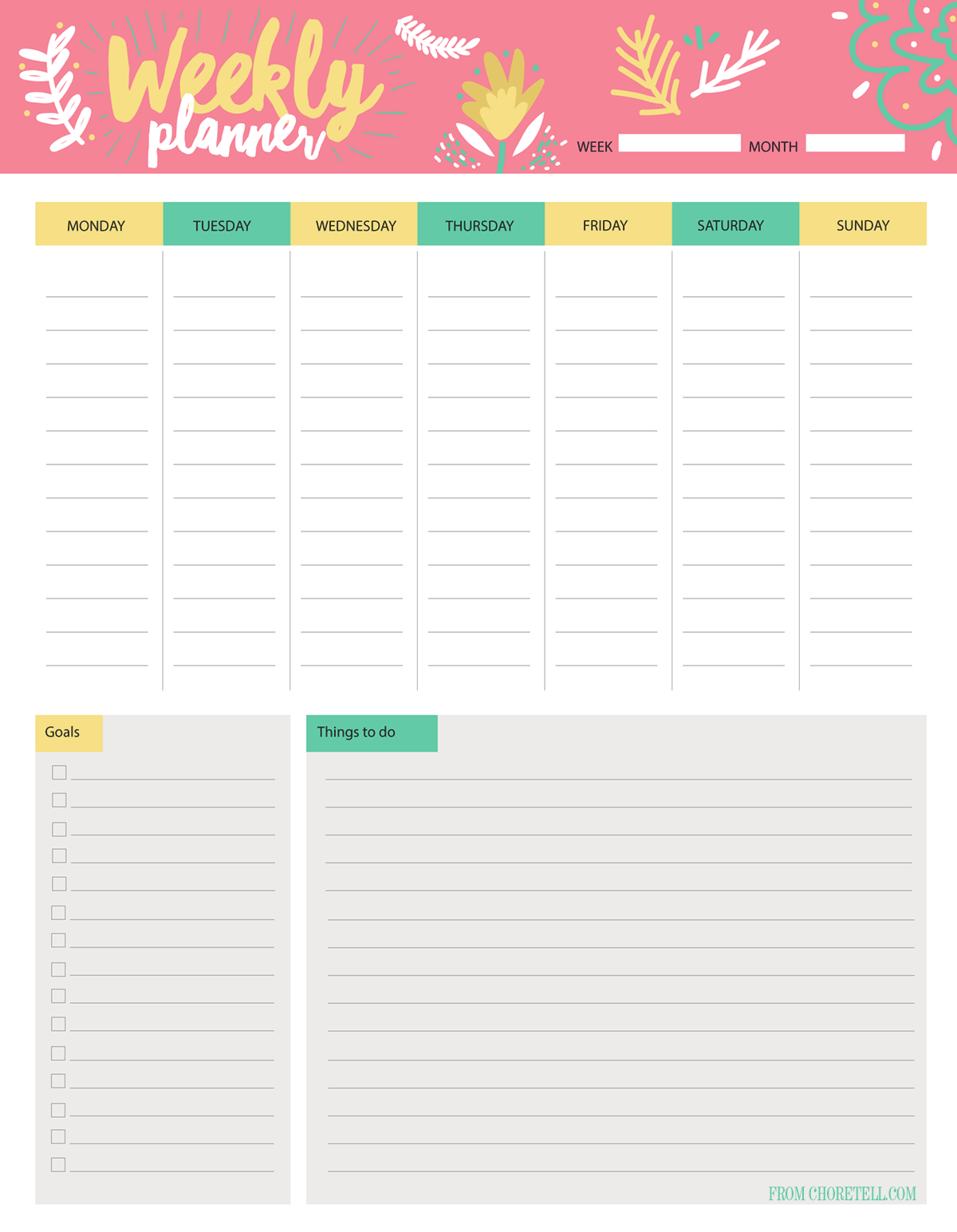 Weekly planner & to-do list free download - Free printable downloads