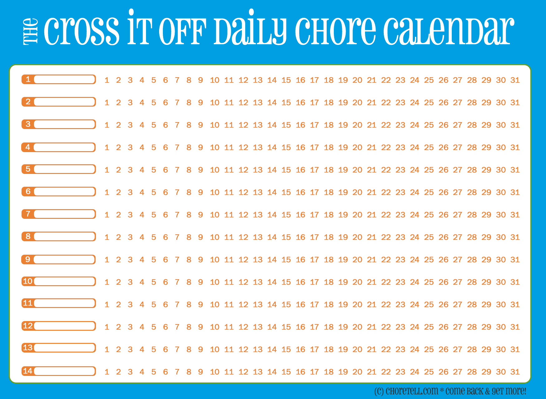 Free Printable Multiple Child Chore Chart