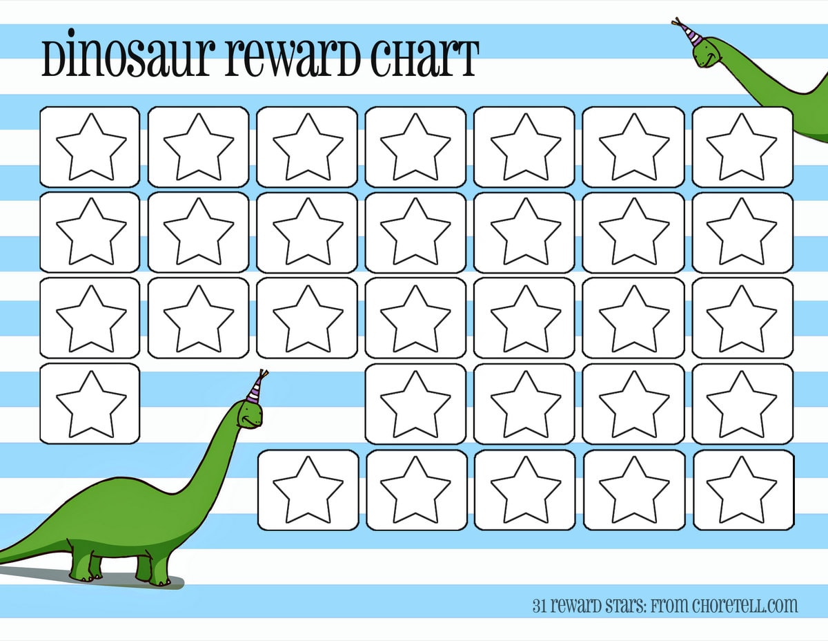 Dinosaur reward charts Pink & blue Free printable downloads from