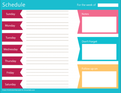 Clean and bold printable weekly schedule planner
