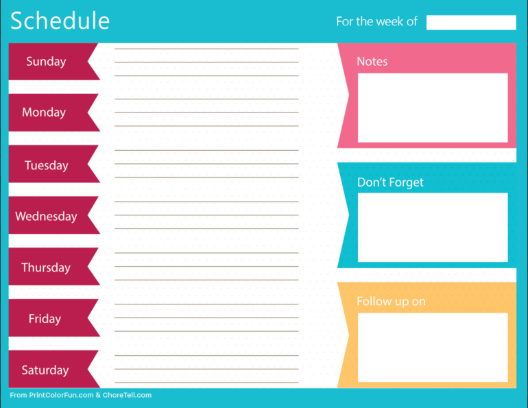 clean bold printable weekly schedule planner free printable