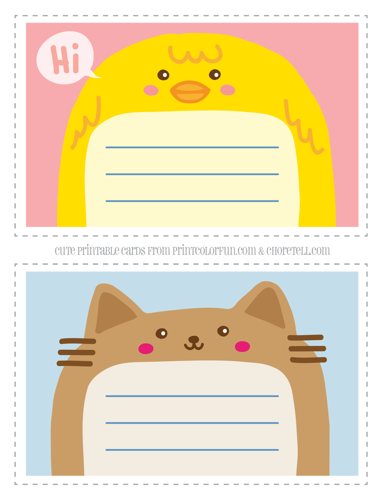 adorable animal thank you notecards for kids free printable downloads