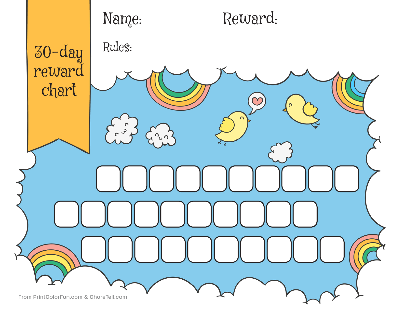 Star Chart Template Toddler