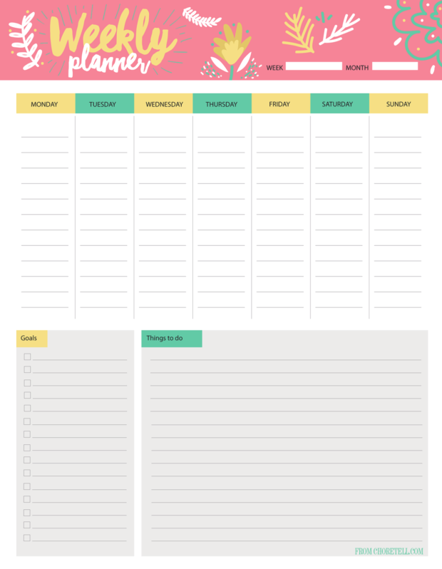 Weekly planner & todo list free download Free printable downloads