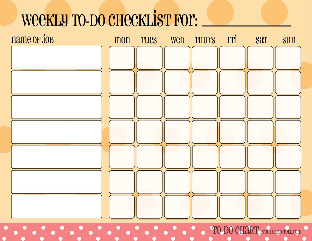 Patterned weekly to-do chore checklists – Free printable downloads from ...