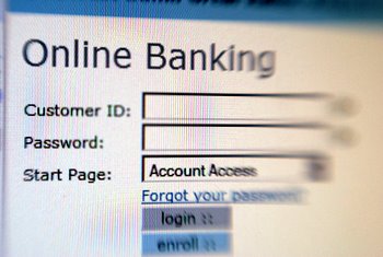 Online banking screen