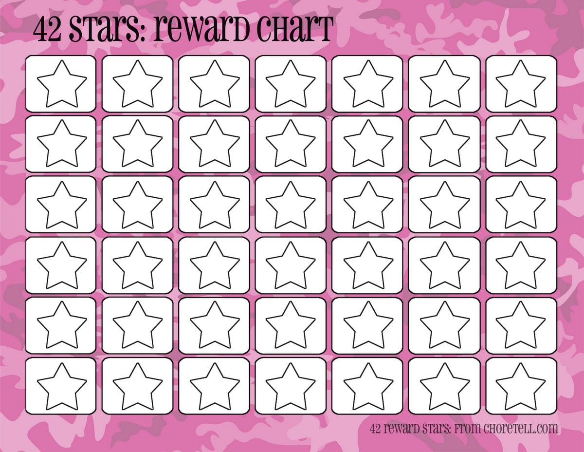 Camo rewards charts (42 stars) – Free printable downloads from ChoreTell