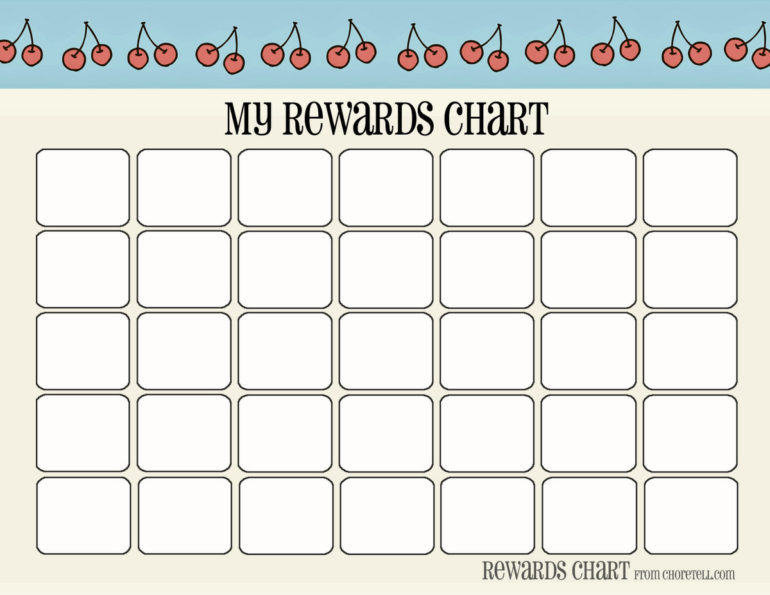 Cherry & strawberrythemed printable "My rewards chart