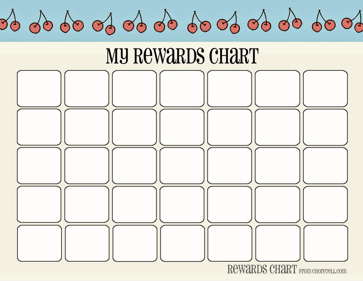 Cherry & strawberry-themed printable "My rewards chart ...