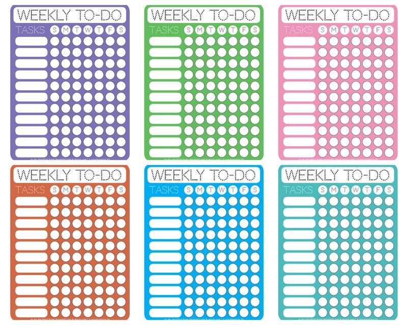 Dotty printable weekly todo checklists Free printable downloads from